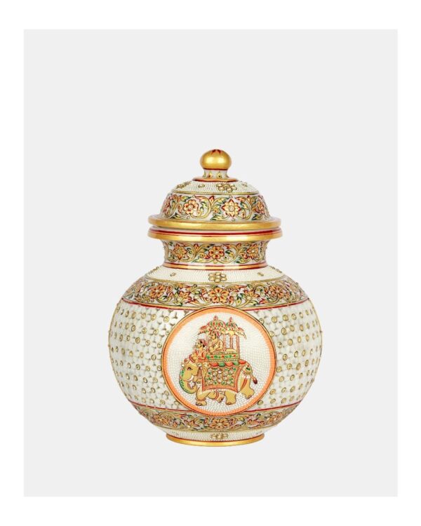 Handcrafted Fine Work Marble Pot - Image 3