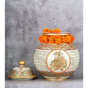 Handcrafted Fine Work Marble Pot