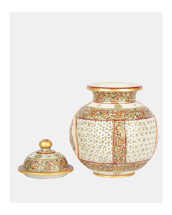 Handcrafted Fine Work Marble Pot - Image 4