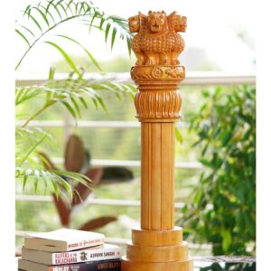 Ashok Stambh Hand-Carved Wooden Sculpture